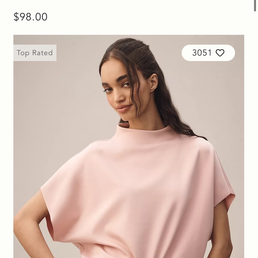 Anthropologie Blush Pink High-Neck Blouse